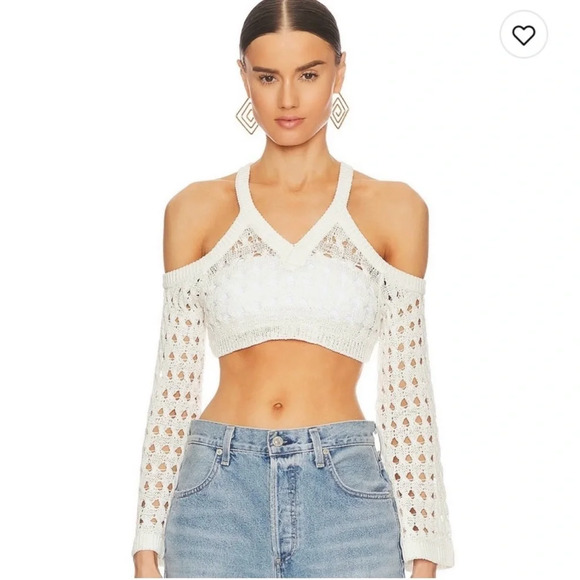 NBD Tops - NBD Marcella Open Cable Cropped Pullover